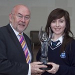 Pictured: Overall winner & Minster Quinn: Overall winner, Elayna Keller, Our Ladyâ€™s College, Drogheda, Co. Louth and Minster for Education, Ruairi Quinn, TD